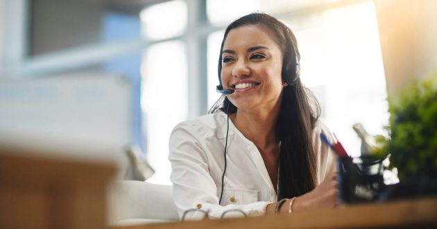 Winning Technologies customer service woman talking on the phone